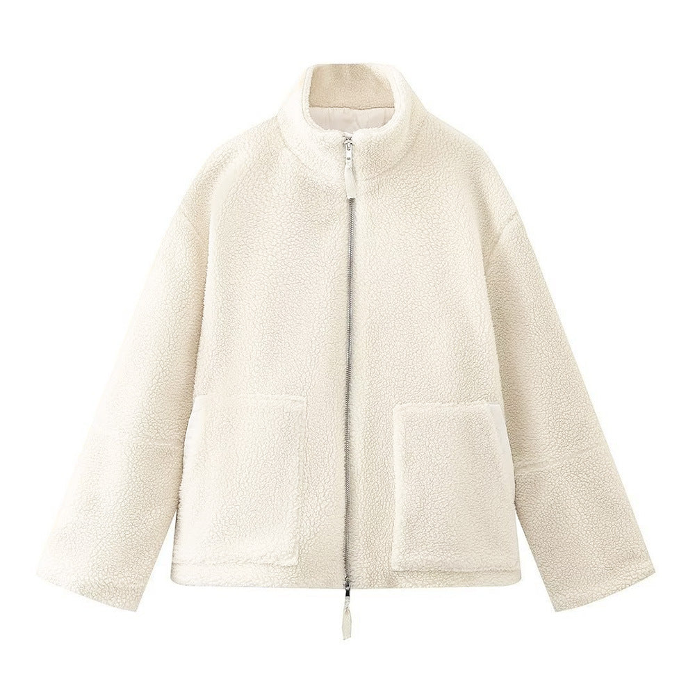 Cozy Relaxed Fit Stand Collar Jacket | ventumra