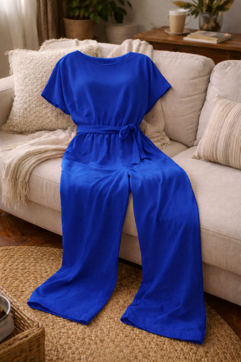 Relaxed Wide-Leg Jumpsuit with Waist Tie | ventumra