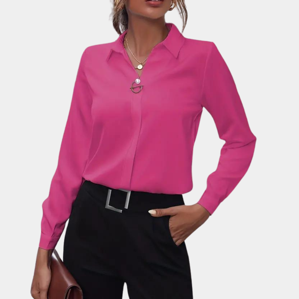 Chic Button-Up Shirt with Ring Accent | ventumra