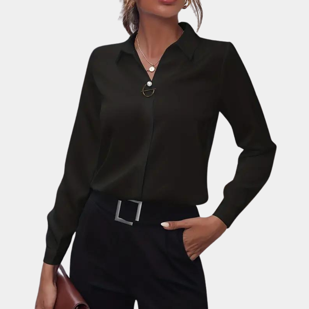 Chic Button-Up Shirt with Ring Accent | ventumra