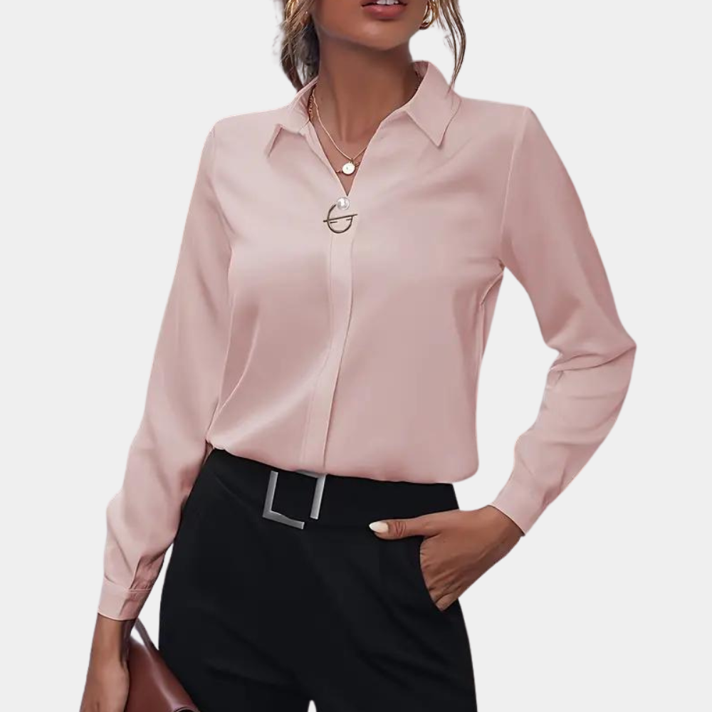 Chic Button-Up Shirt with Ring Accent | ventumra