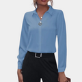 Chic Button-Up Shirt with Ring Accent | ventumra