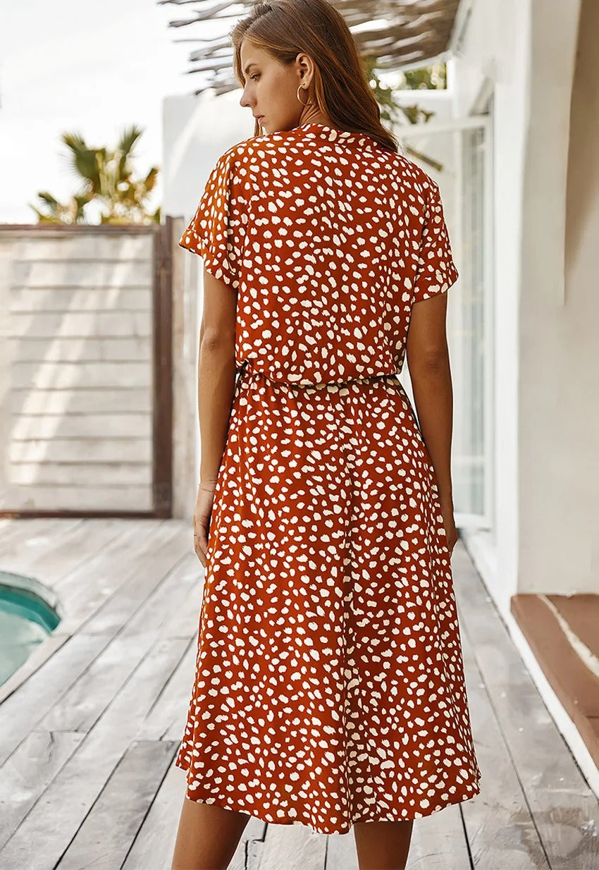 Casual Print Midi Shirt Dress | ventumra