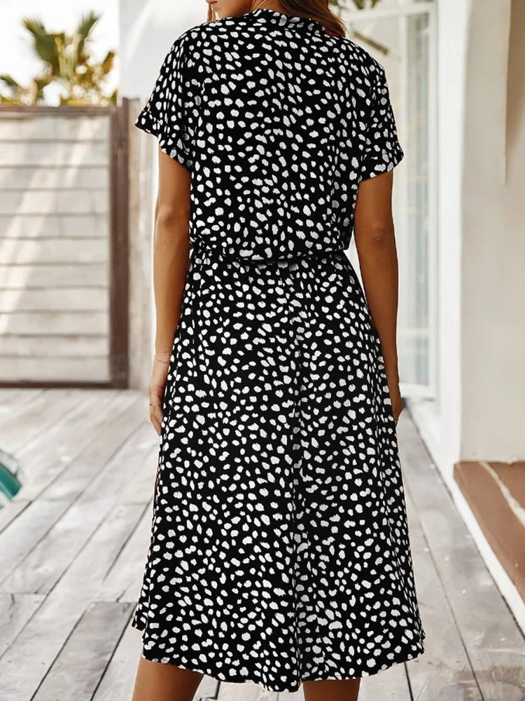 Casual Print Midi Shirt Dress | ventumra
