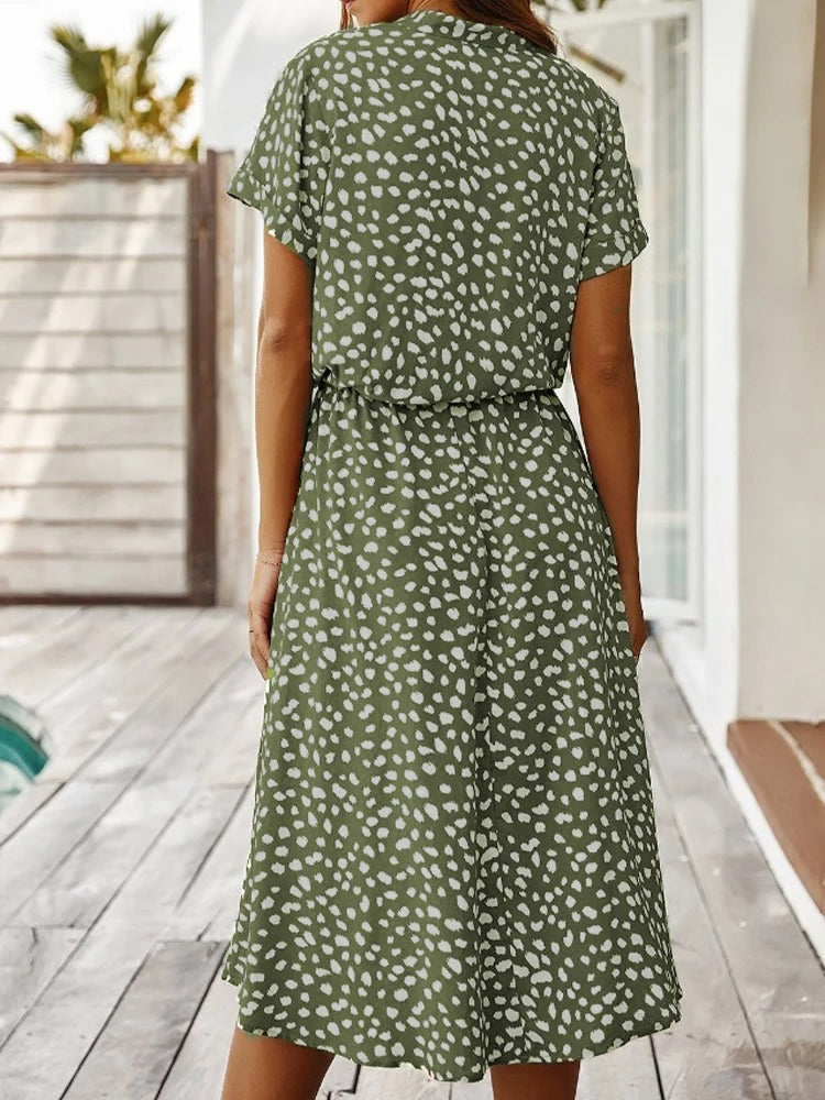 Casual Print Midi Shirt Dress | ventumra