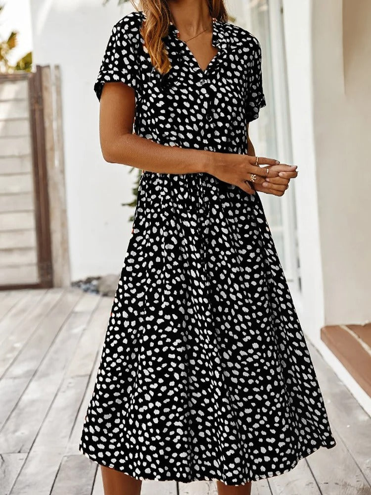Casual Print Midi Shirt Dress | ventumra