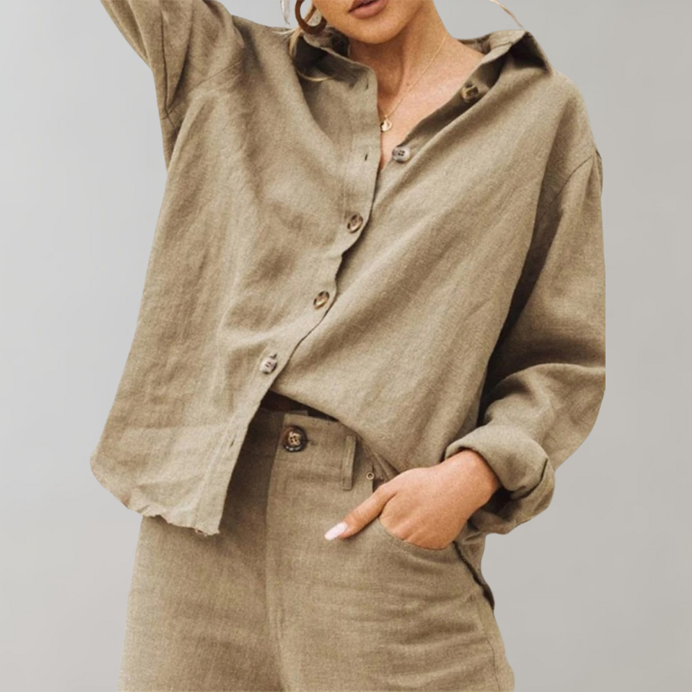 Breezy Linen-Cotton Blend Relaxed Fit Shirt | ventumra
