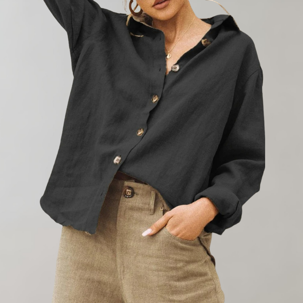 Breezy Linen-Cotton Blend Relaxed Fit Shirt | ventumra