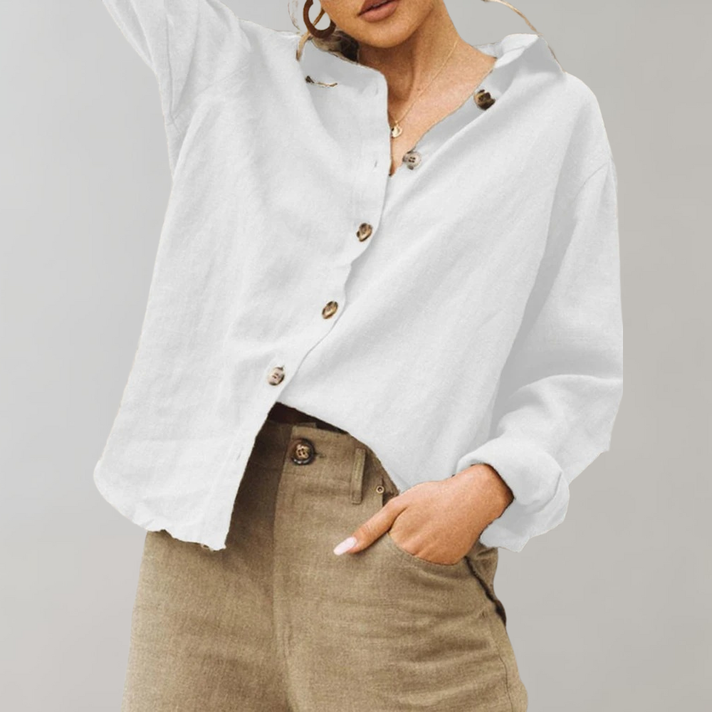 Breezy Linen-Cotton Blend Relaxed Fit Shirt | ventumra