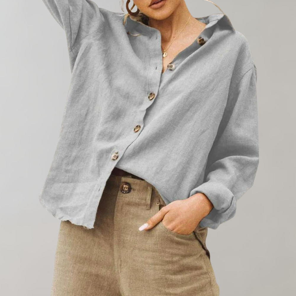 Breezy Linen-Cotton Blend Relaxed Fit Shirt | ventumra