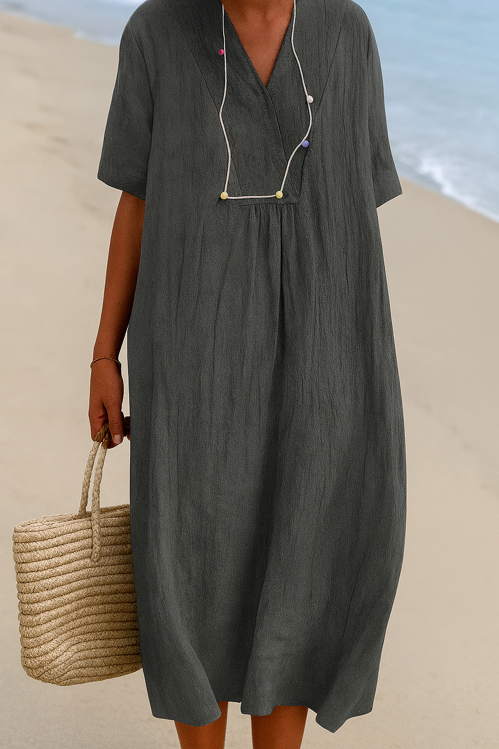 Breezy V-Neck Midi Dress | ventumra