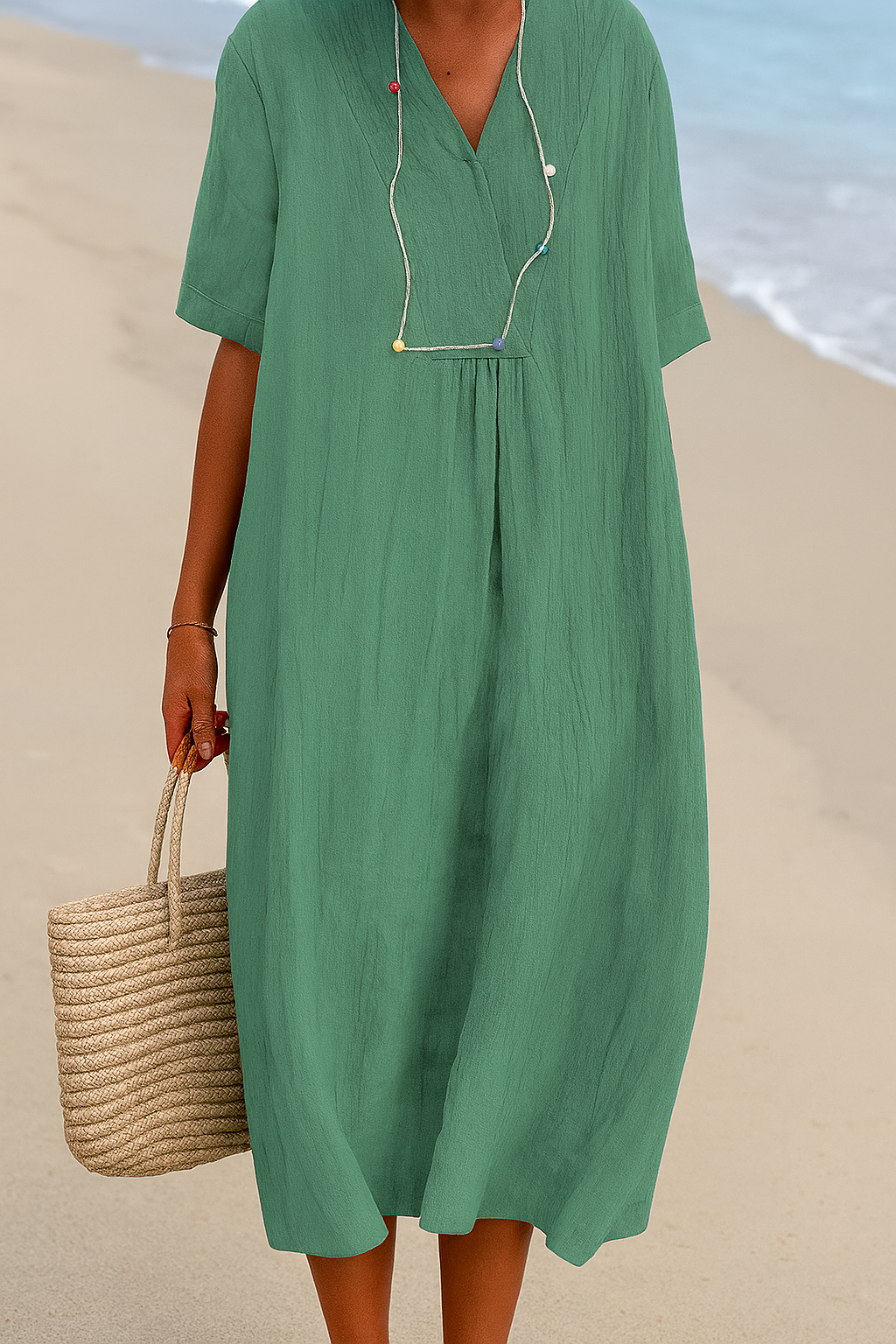 Breezy V-Neck Midi Dress | ventumra