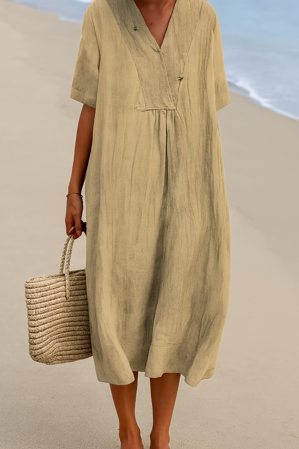 Breezy V-Neck Midi Dress | ventumra
