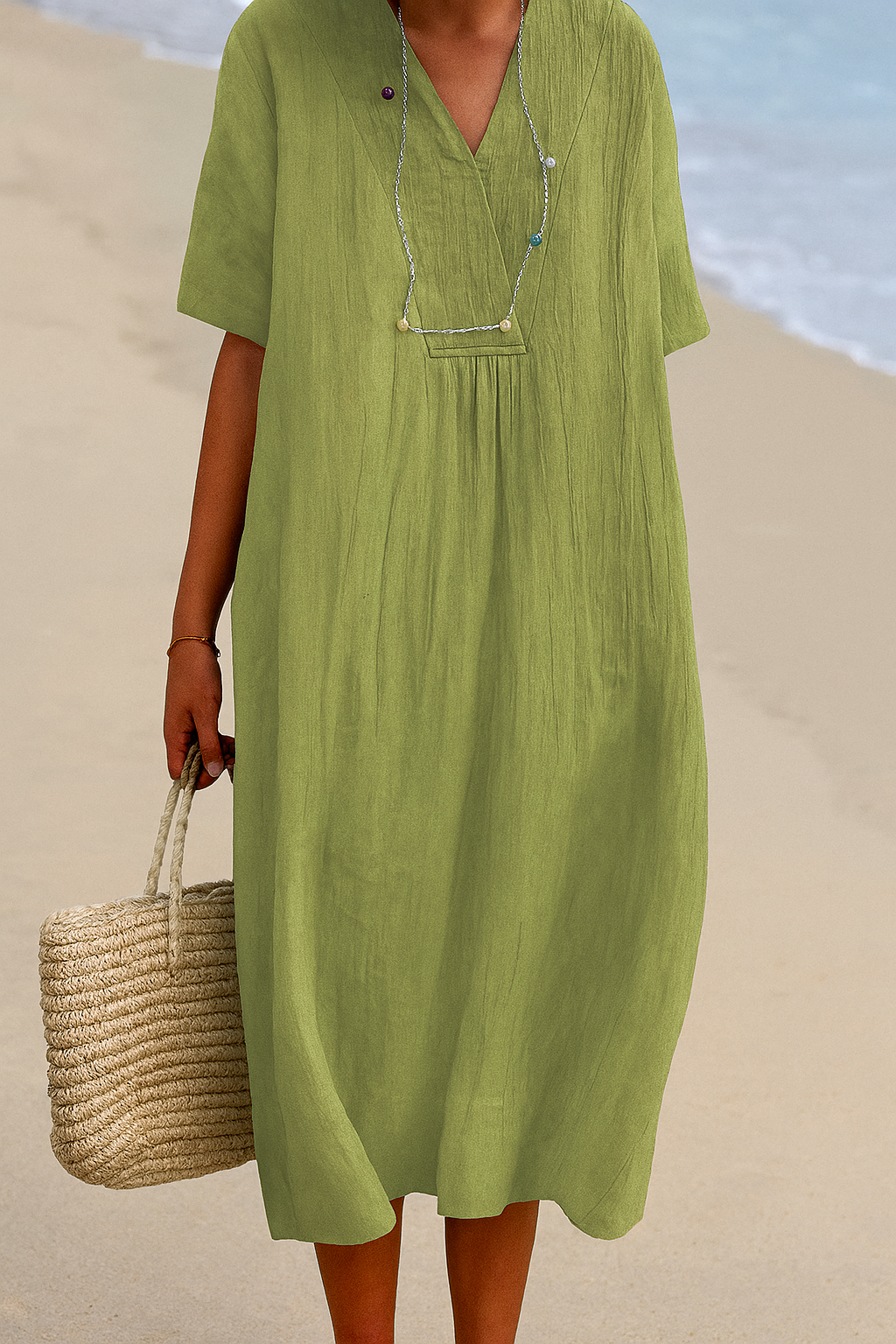 Breezy V-Neck Midi Dress | ventumra