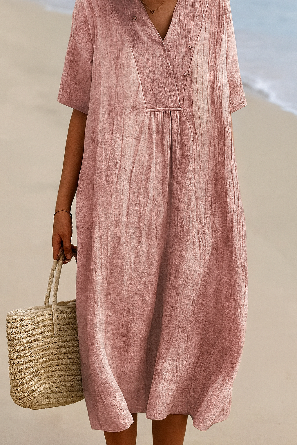 Breezy V-Neck Midi Dress | ventumra