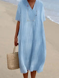 Breezy V-Neck Midi Dress | ventumra