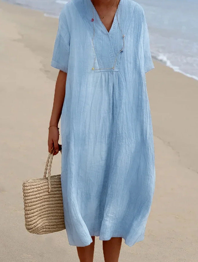 Breezy V-Neck Midi Dress | ventumra