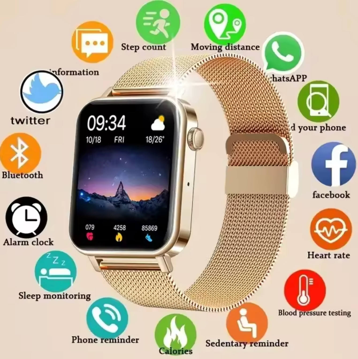 Women's Mesh Strap Smartwatch: Health & Connectivity | ventumra