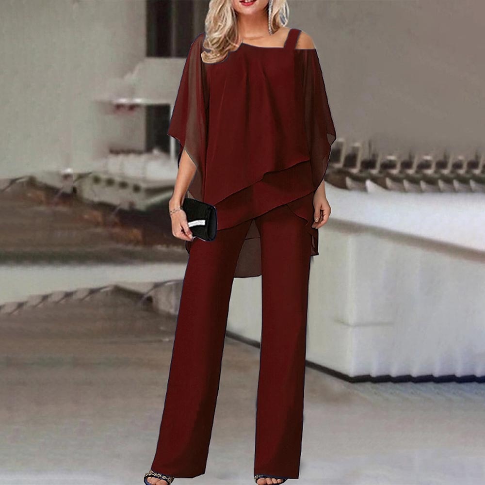 Elegant Cold Shoulder Pantsuit Set | ventumra