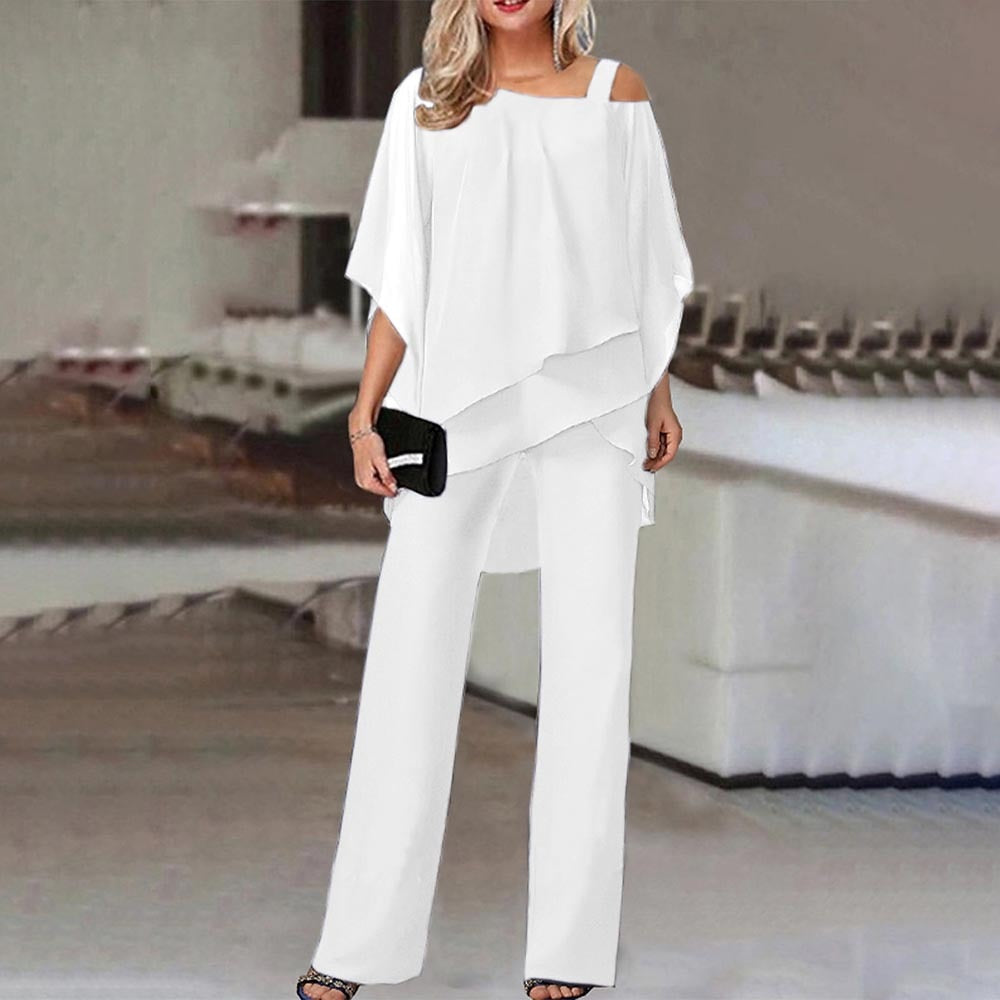 Elegant Cold Shoulder Pantsuit Set | ventumra