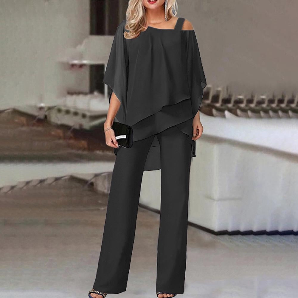 Elegant Cold Shoulder Pantsuit Set | ventumra