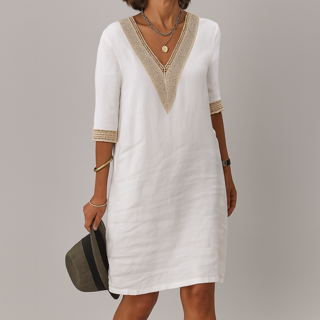 Airy Lace Trim Midi Dress | ventumra