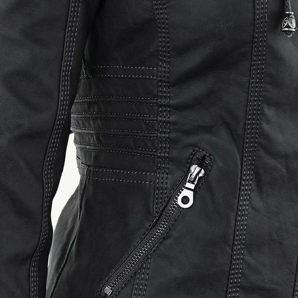 Hooded Faux Leather Jacket for Women | ventumra