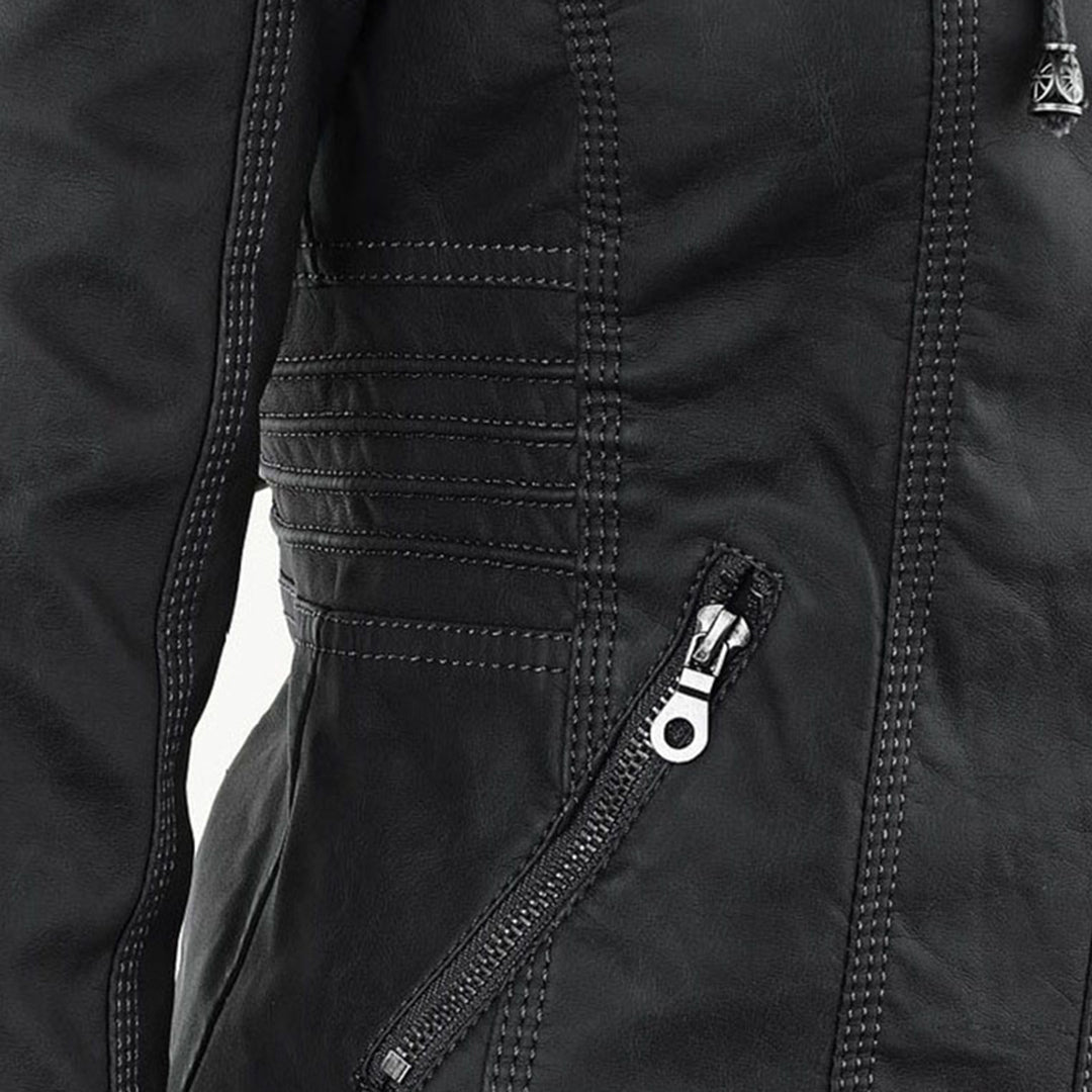 Hooded Faux Leather Jacket for Women | ventumra