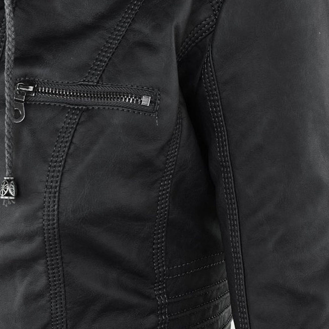 Hooded Faux Leather Jacket for Women | ventumra
