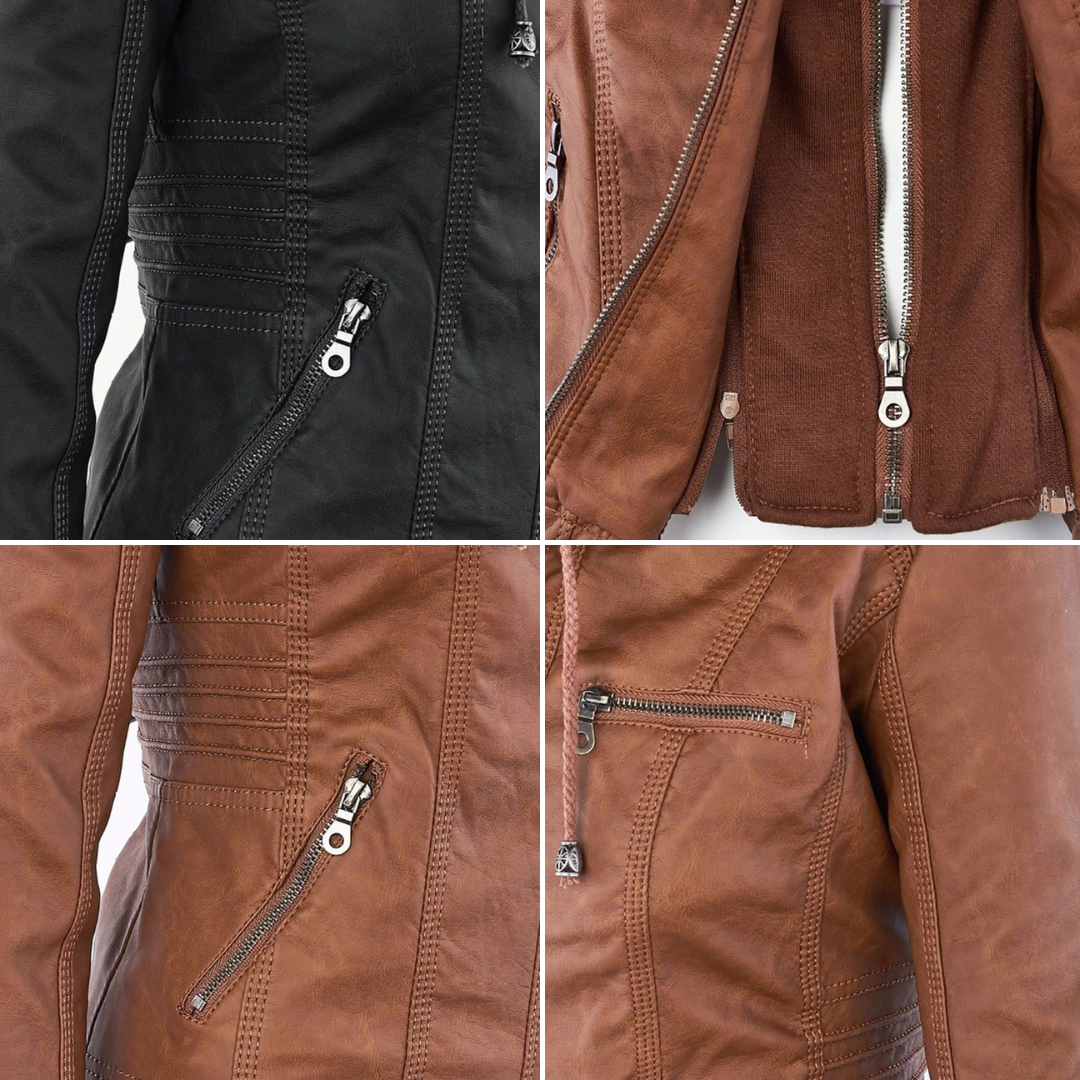 Hooded Faux Leather Jacket for Women | ventumra