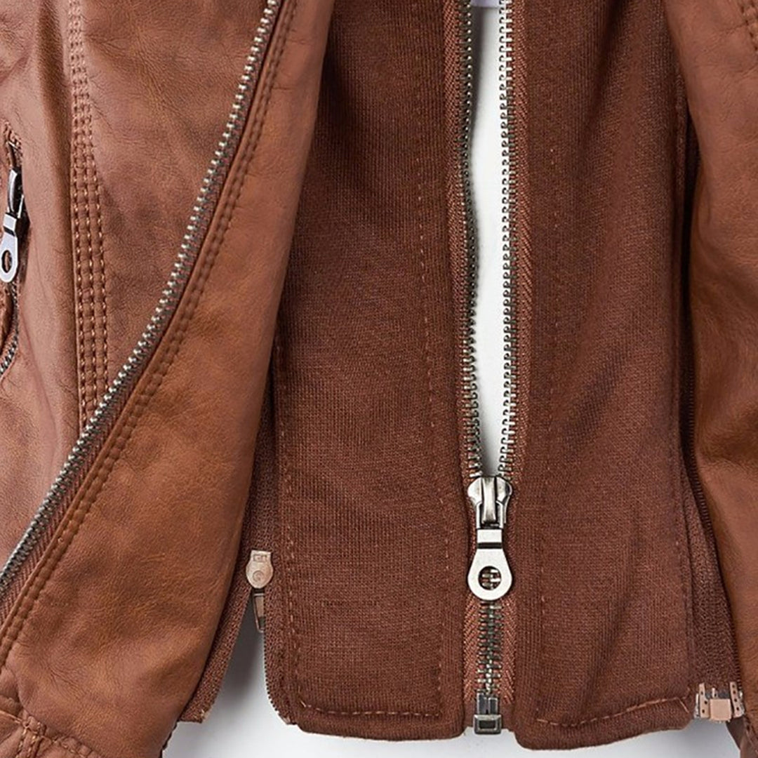 Hooded Faux Leather Jacket for Women | ventumra