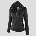 Hooded Faux Leather Jacket for Women | ventumra