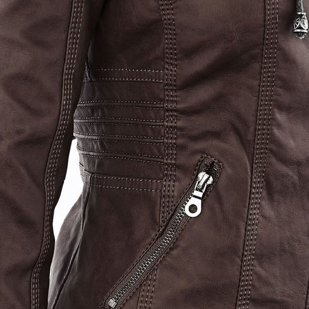 Hooded Faux Leather Jacket for Women | ventumra