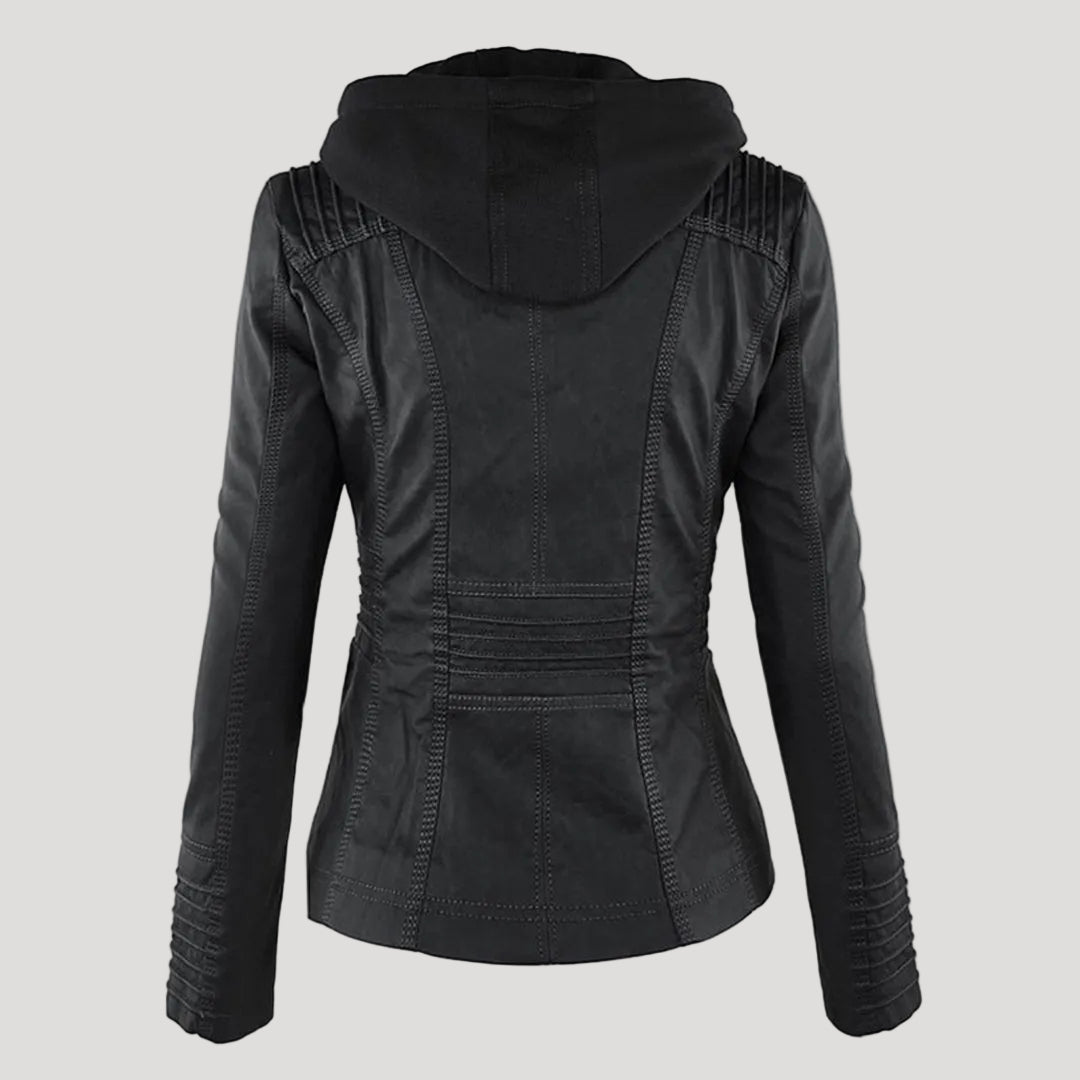 Hooded Faux Leather Jacket for Women | ventumra