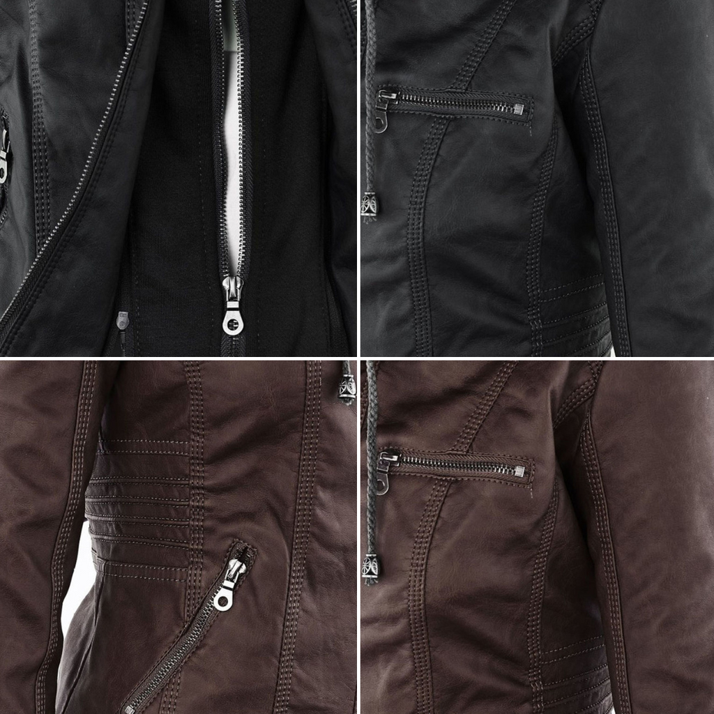 Hooded Faux Leather Jacket for Women | ventumra