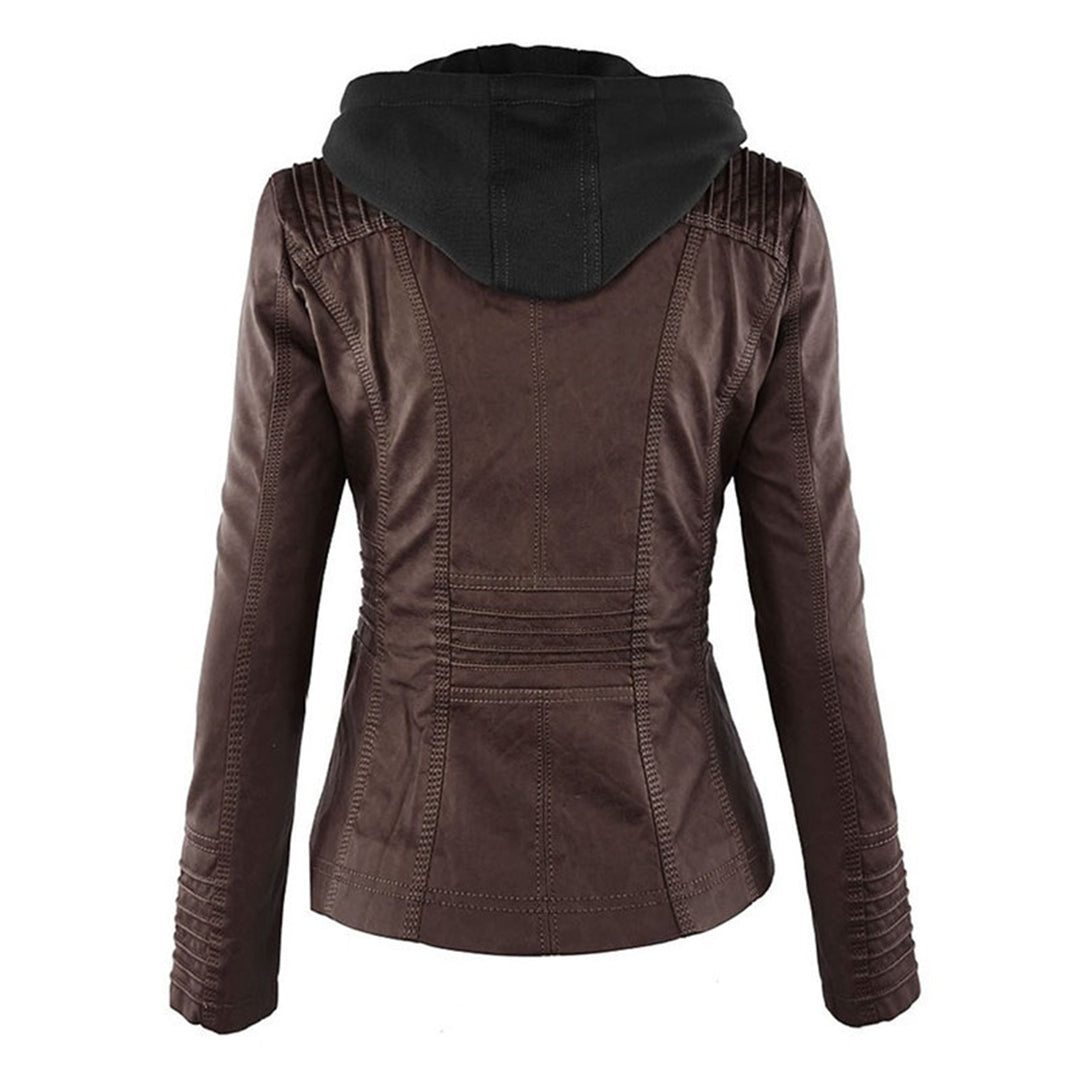 Hooded Faux Leather Jacket for Women | ventumra