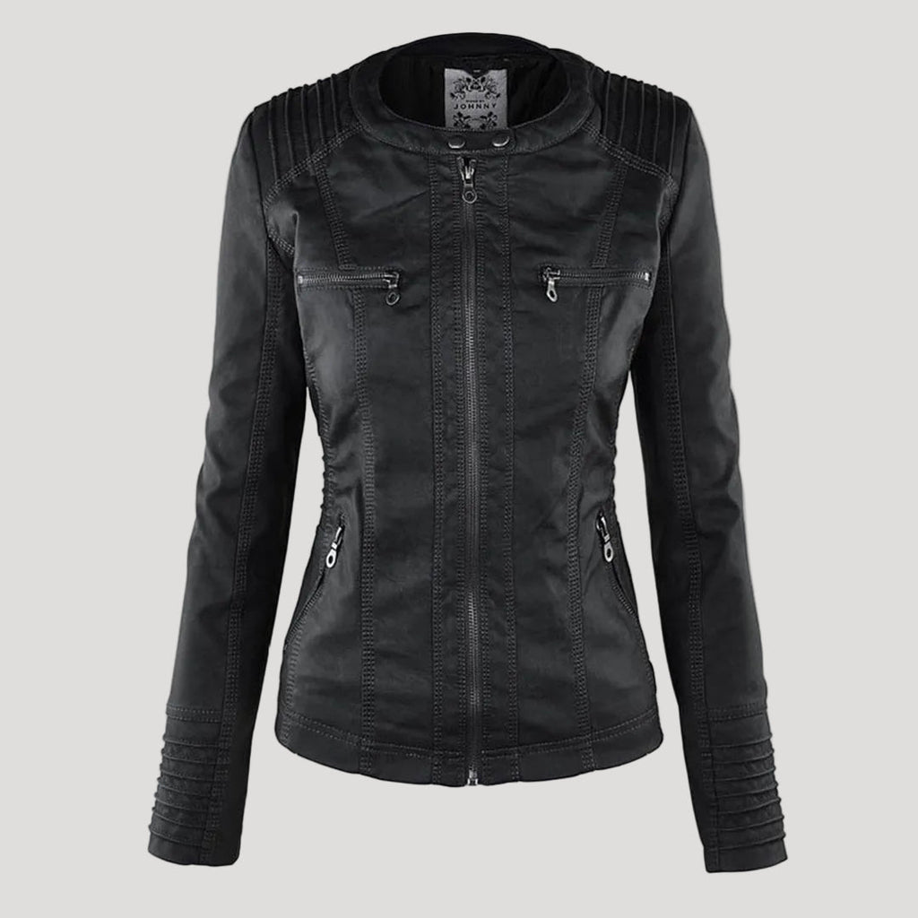 Hooded Faux Leather Jacket for Women | ventumra
