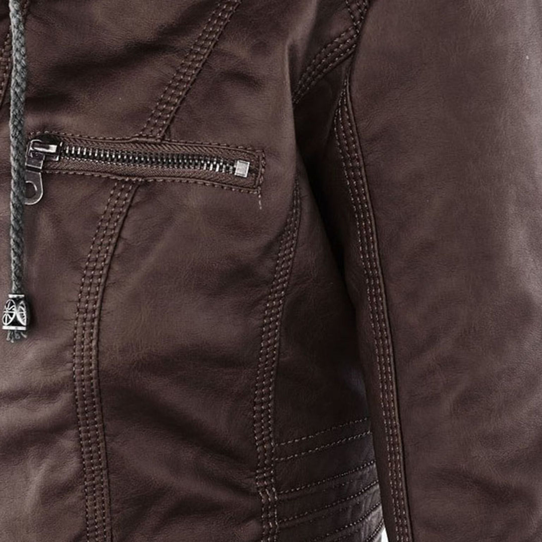 Hooded Faux Leather Jacket for Women | ventumra