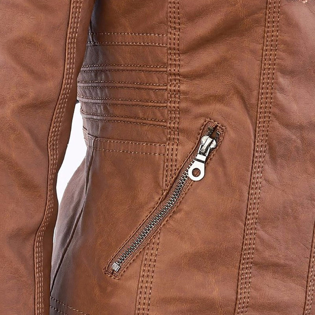Hooded Faux Leather Jacket for Women | ventumra