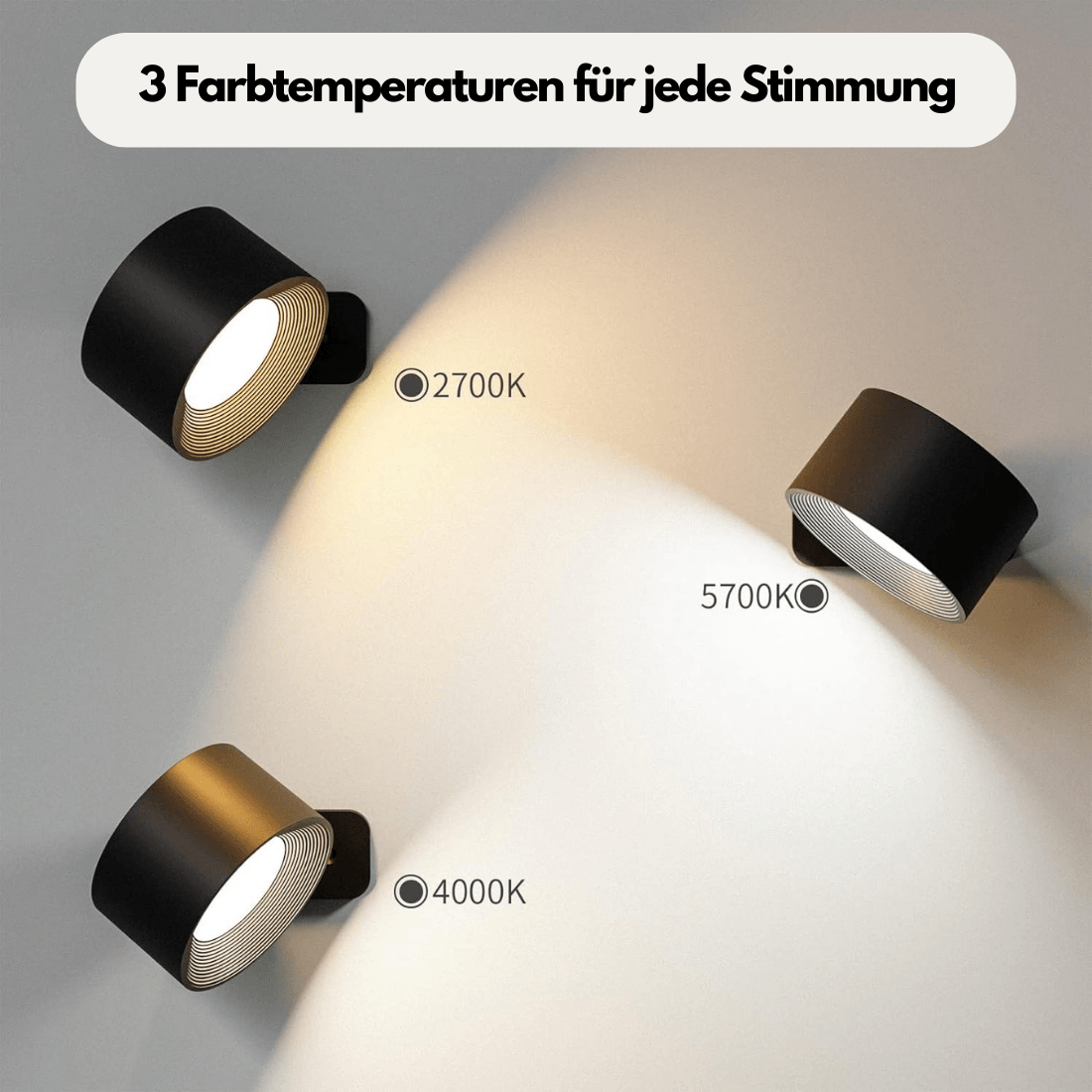 Wireless Wall Lamp – 360° Adjustable and Rechargeable LED Lighting (USB) | ventumra