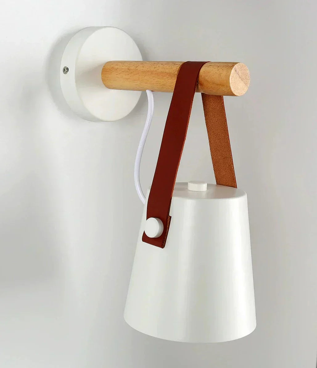 Elara Nordic Wood Wall Lamp With Iron Shade