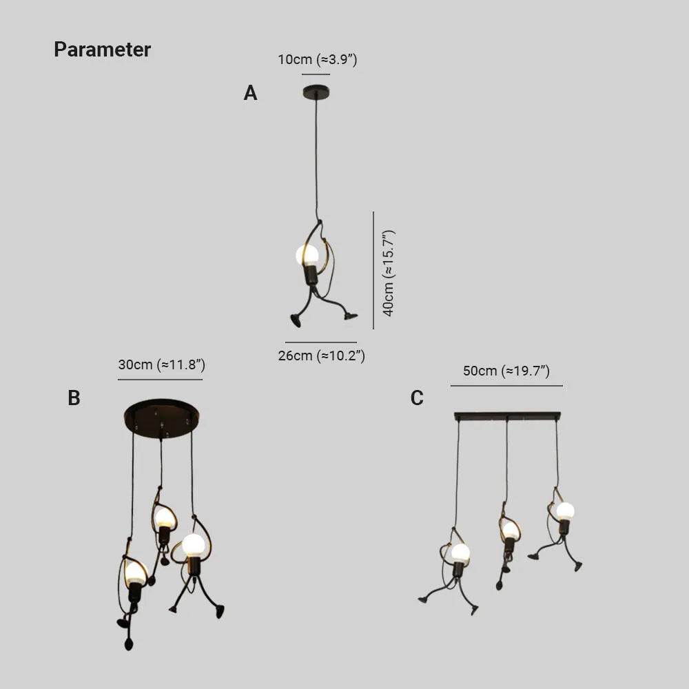 Miro Retro Modern Iron Man Pendant Light, Black | ventumra